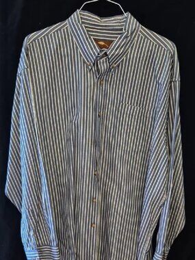 Bob Timberlake Men’s 100% Cotton Button‑Down Shirt – XXL – Blue/White Stripe